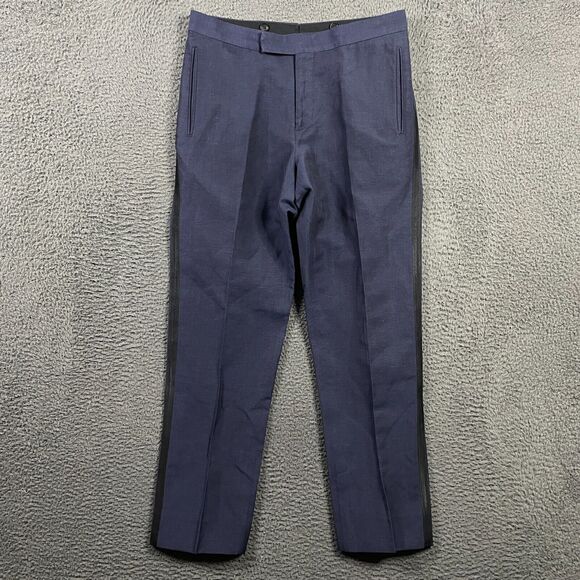 Suitsupply Pants Mens 30x29 Blue Verona Tuxedo Slacks Linen Blend Formal - Picture 1 of 14